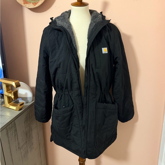 Carhartt Women's Rain Defender Loose-Fit Hooded Jacket Fleece-Lined Sz Small - Picture 6 of 14